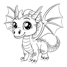 Simple Dragon Coloring Page Black & White