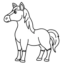 Simple Horse Coloring Page Black & White