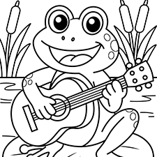 Singing Frog Coloring Page Black & White