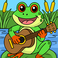 Singing Frog Coloring Page