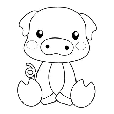 Sitting Baby Pig Coloring Page Black & White