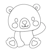 Simple Sitting Bear Coloring Page Black & White