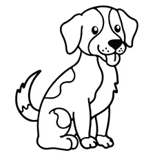 Sitting Dog Coloring Page Black & White