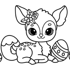Sitting Easter Fawn Coloring Page