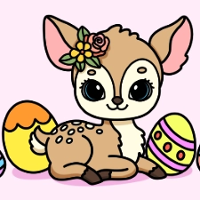 Sitting Easter Fawn Coloring Page