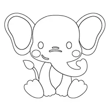 Sitting Elephant Coloring Page Black & White