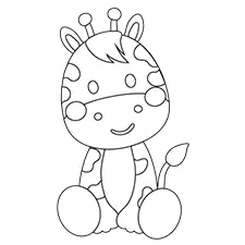 Sitting Giraffe Coloring Page Black & White