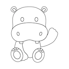 Sitting Hippo Coloring Page Black & White