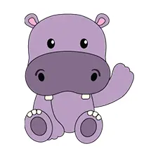 Sitting Hippo Coloring Page Color