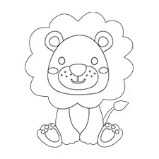 Sitting Lion Printable Black & White