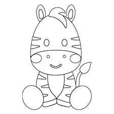 Cute Zebra Coloring Page Black & White