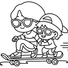 Skateboarding Mom Coloring Page