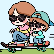 Skateboarding Mom Coloring Page