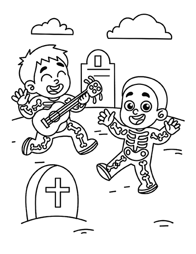 Skeleton Kids Coloring Page