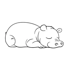Sleeping Hippo Coloring Page Black & White