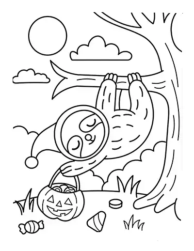 Sleeping Sloth Coloring Page