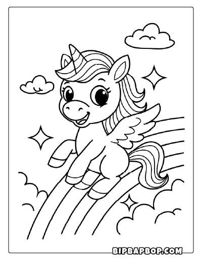 Sliding Unicorn Coloring Page