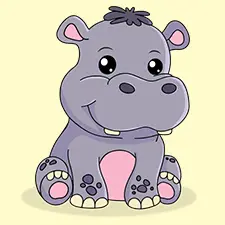Smiling Hippo Coloring Page Color
