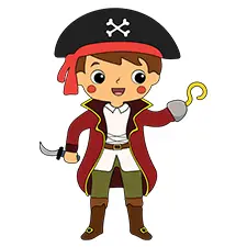 Smiling Little Pirate With A Hook Coloring Page