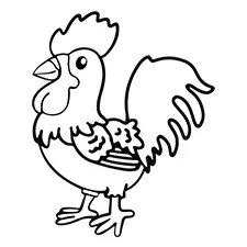 Smiling Rooster Coloring Page B&W