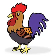 Smiling Rooster Coloring Page