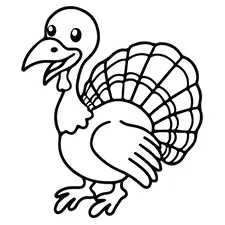 Smiling Turkey Coloring Page Black & White