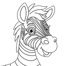 Smiling Zebra Unicorn Coloring Page Black & White