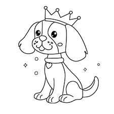 Sparkling Princess Dog Coloring Page Black & White