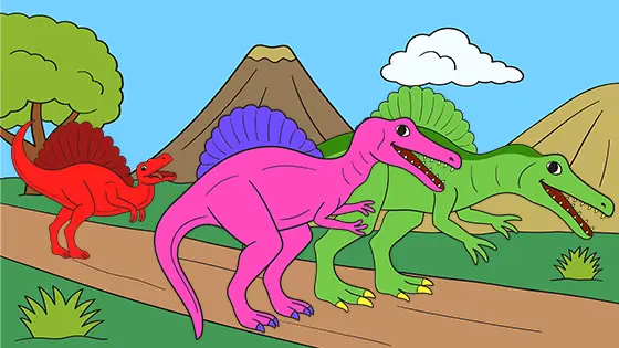 Spinosaurus Family Coloring Page Color