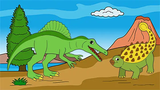 Spinosaurus vs. Ankylosaurus Coloring Page Color