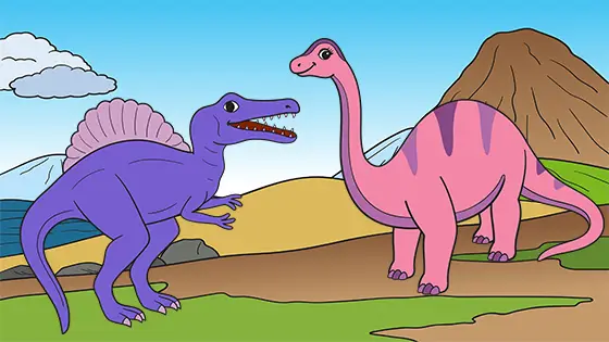 Spinosaurus vs. Diplodocus Coloring Page Color