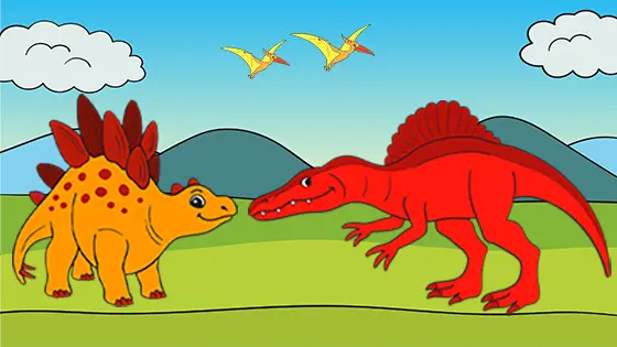Spinosaurus vs Stegosaurus Coloring Page Color