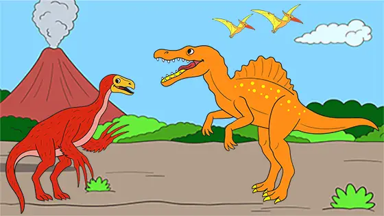 Therizinosaurus vs. Spinosaurus Coloring Page