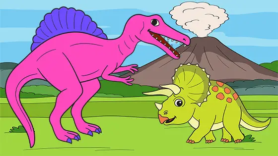 Spinosaurus vs. Triceratops Coloring Page Color