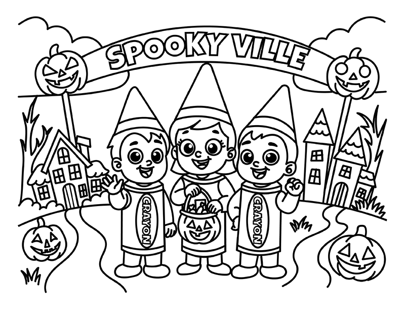 Spooky Ville Coloring Page