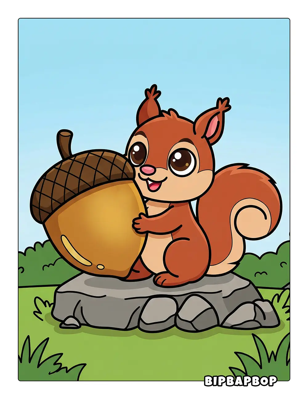 Squirrel With An Acorn Printable