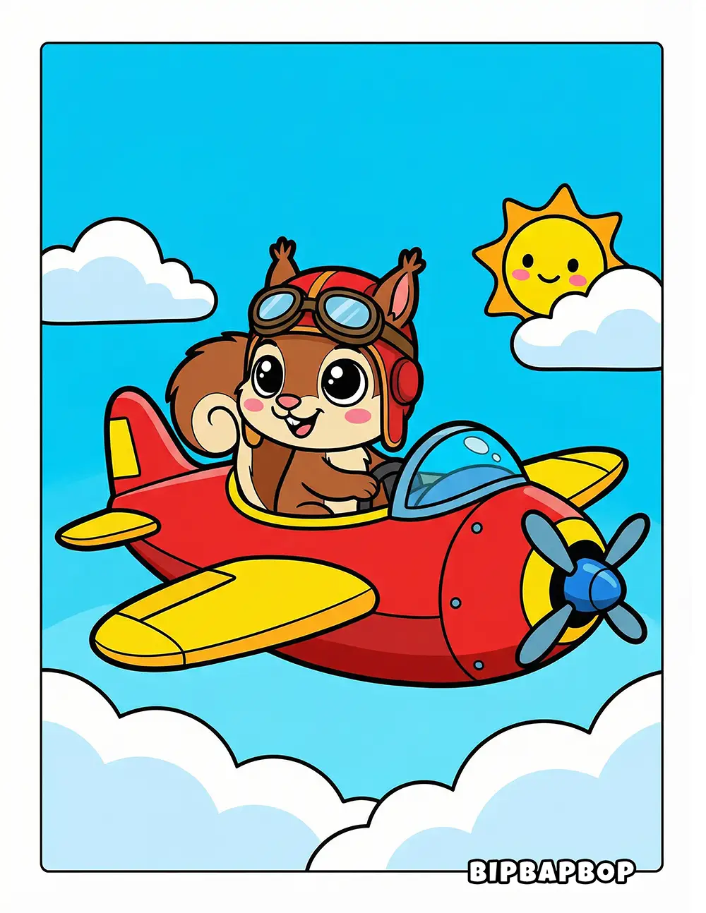 Squirrel Flying An Airplane Printable