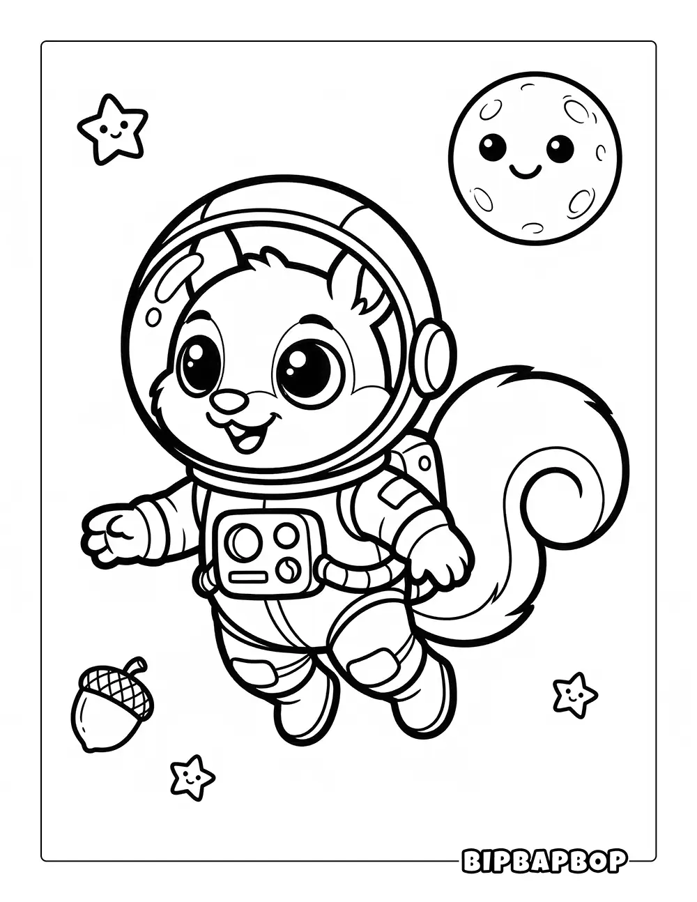 Astronaut Squirrel Coloring Page
