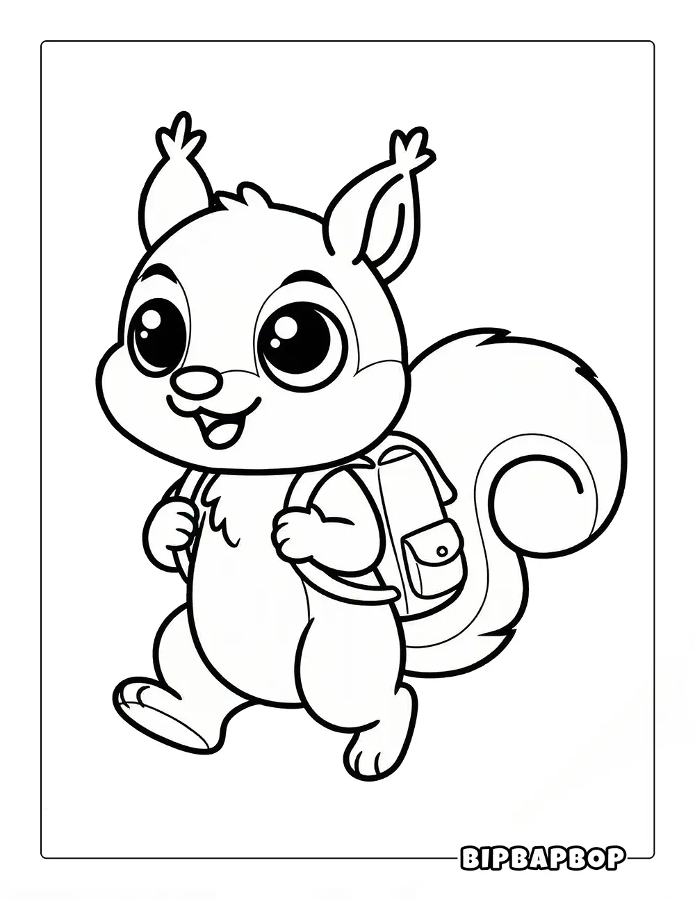 Squirrel Going To School Coloring Page