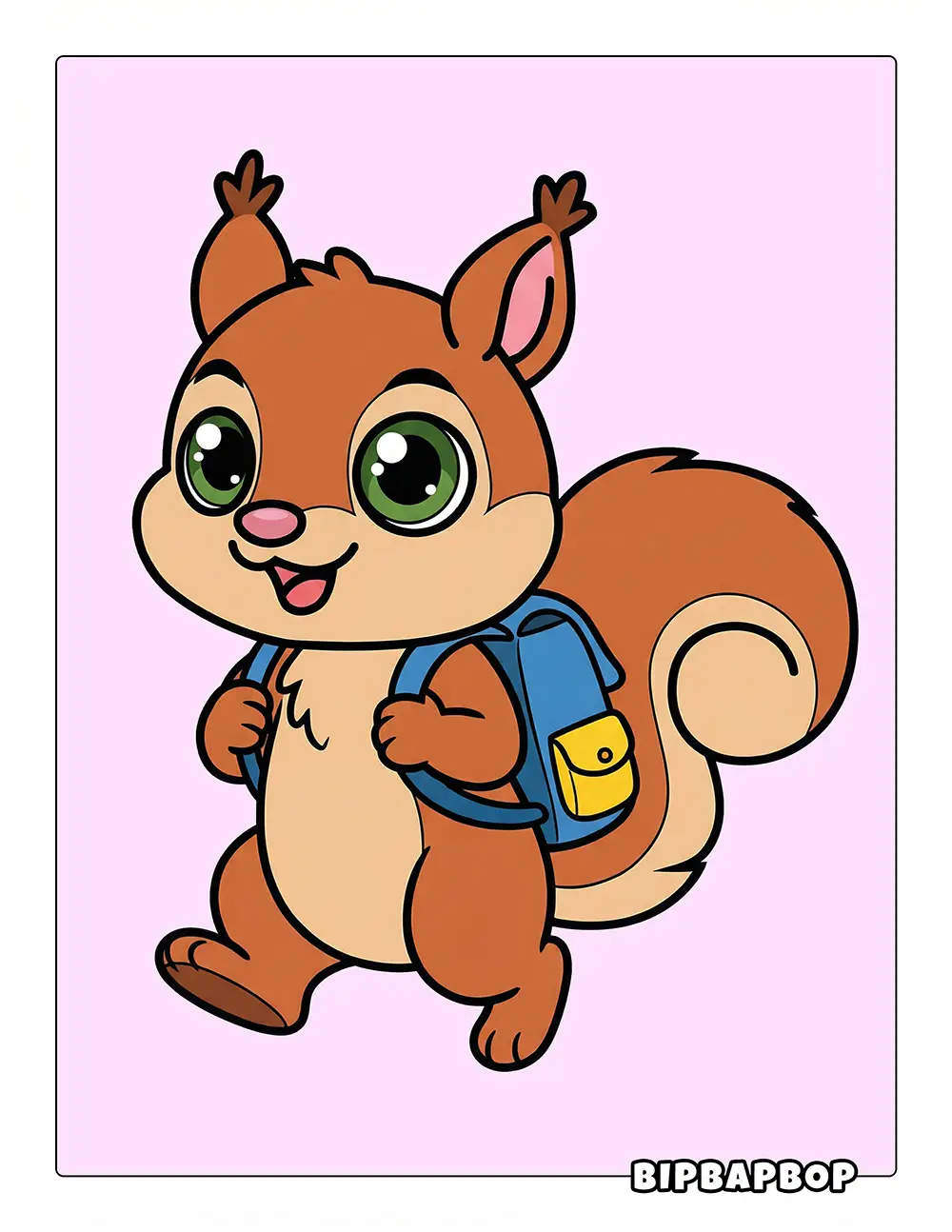 Squirrel Going To School Printable