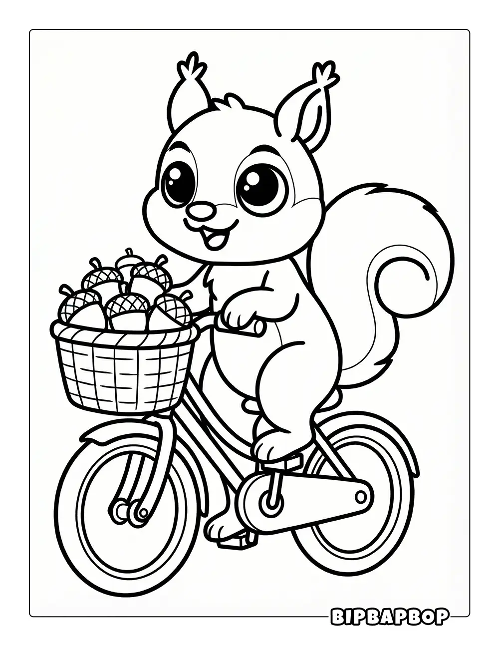 Squirrel Riding A Bike Coloring Page