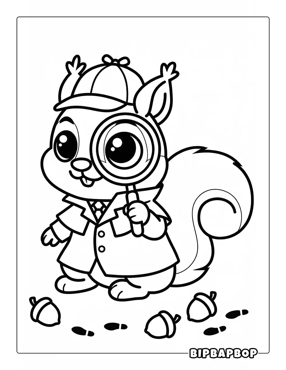Squirrel Detective Coloring Page