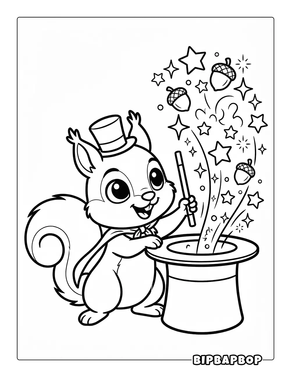 Squirrel Magician Coloring Page