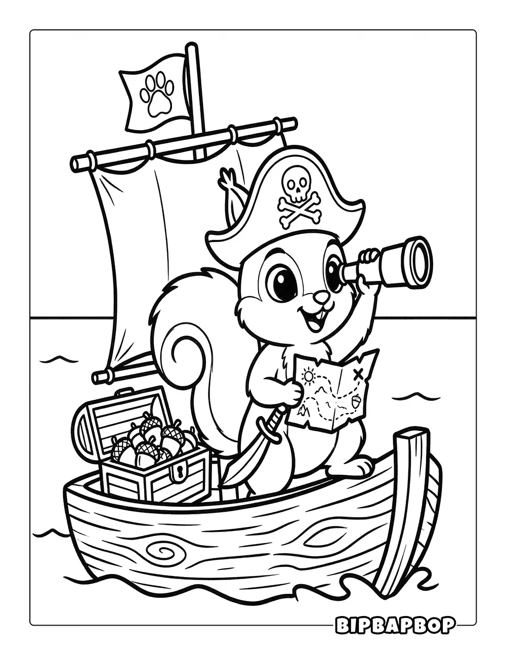 Pirate Squirrel Coloring Page