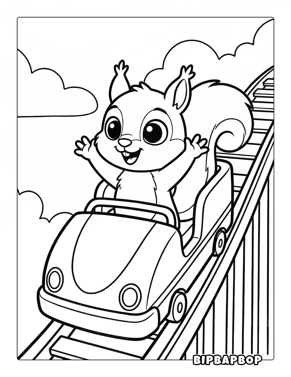 Rollercoaster Squirrel Coloring Page
