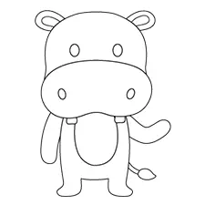 Standing Hippo Coloring Page Black & White