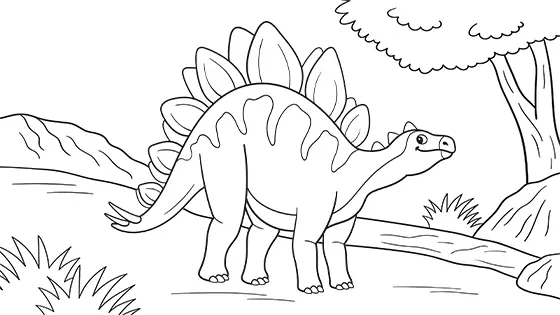 Stegosaurus Coloring Page Free PDF Download Black & White