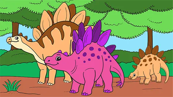 Stegosaurus Family Coloring Page Color