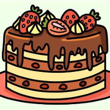 Strawberry Cake Coloring Page