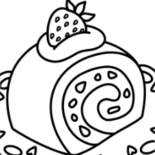 Strawberry Cake Roll Coloring Page